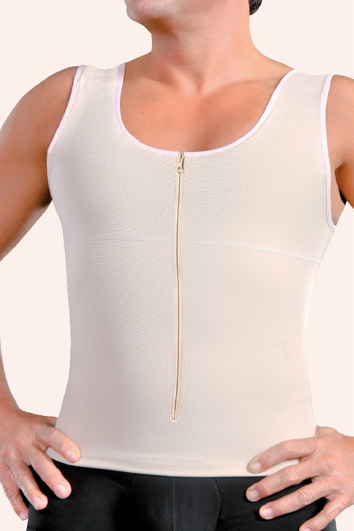 Man Faja Vest with zipper Beige